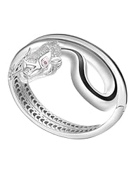 Sterling Silver Black Epoxy and Garnet Dragon Bangle Bracelet