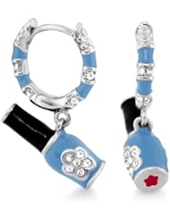 Lauren G Adams Girls Rhodium Nail Polish Dangle Earrings with Enamel