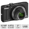 Nikon COOLPIX S8200 16.1 MP CMOS Digital Camera with 14x Optical Zoom NIKKOR ED Glass Lens and Full HD 1080p Video (Black)