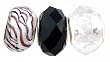 Pandora Style Three (3) Piece Charm Bead Set (Z232) - Murano Style Glass and Faceted Glass (Fits Troll too) ~ Black and White and Stripes