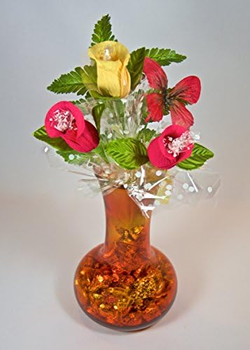 Artfully Delicious Arrangements Edible Candy Bouquet Gift Basket "Bud Vase" - Candy Filled Vase - Kosher - 3 Truffle Flowers - Mixed