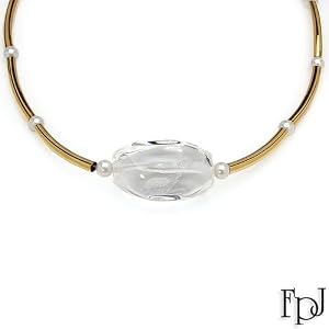 FPJ Exquisite Necklace With Crystal and Faux pearls Crafted in 14K/925 Gold plated Silver. Total item weight 40.0g