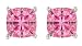 Platinum Overlay Sterling Silver 7x7mm Cushion Cut Pink Cubic Zirconia Four-prong Stud Earrings