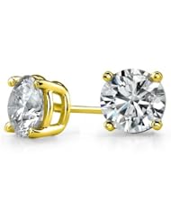 IGI Certified 14k Gold Round-Cut Diamond Studs (0.25 cttw, H-I Color, I1-I2 Clarity)