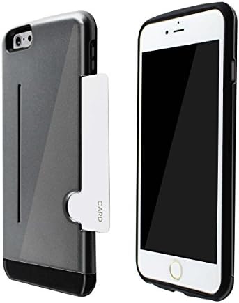 Incircle iPhone 6 Plus/6S Plus Case, Adamas [Shockproof] iPhone 6 Plus /6S Plus [Card Slot] Kickstand- Snap-on Black Shock proof Soft Rubber Bumper Tpu + Hard PC Back Cover iPhone 6/6S Plus Impact Resistant [Dual Layer] Hybrid Armor Protective Bumper Case Shell with Card Holder Slot Premium Best Apple iPhone 6 Plus/6S Plus 5.5 inches Case **NEW** (Dark Silver)