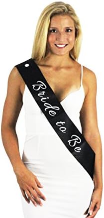 "Bride to Be" Satin Bachelorette Sash, Bridal Shower Party Favors Gifts Decorations Supplies (Black)