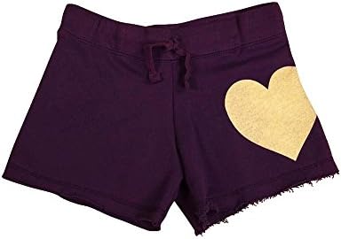 Flowers by Zoe - Big Girls' French Terry Heart Short, Purple 35692-12