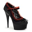 6 Inch Sexy High Heel Mary Jane Pumps Black Red Satin Ruffles Platform Shoes