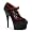 6 Inch Sexy High Heel Mary Jane Pumps Black Red Satin Ruffles Platform Shoes Size: 5