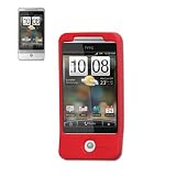 New Fashionable Perfect Fit Soft Silicon Gel Protector Skin Cover (Faceplate/Snap On) Rubber Cell Phone Case with Screen Protector for HTC HERO GOOGLE 3 Asia Canada Europe GSM Version - RED