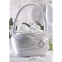 Lillian Rose 7" White Flower Girl Basket Diamonds & Satin