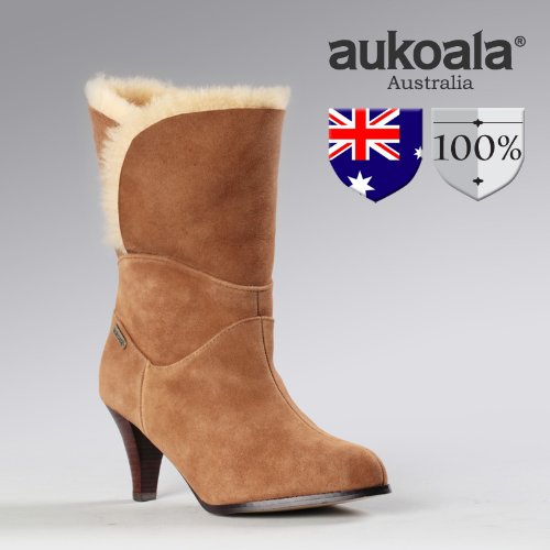 Aukoala Snow Boots Australia Sheepskin Warm Garland For Womens_Chestnut_Us Size 9 On Sale