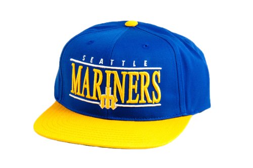 MLB Men's Seattle Mariners Nineties Snapback Cap (Royal/Gold, Adjustable)