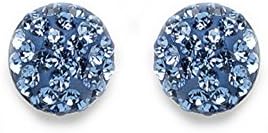 Tomas Jewelry Sterling Silver Blue Crystal Pave Dome Post Earrings