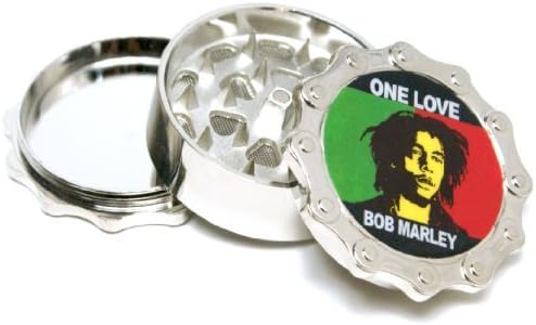 #1 One Love Bob Marley Bike chain Design metal herb tobacco grinder, 3parts ,2.5 inch wide, 1 inch tall,
