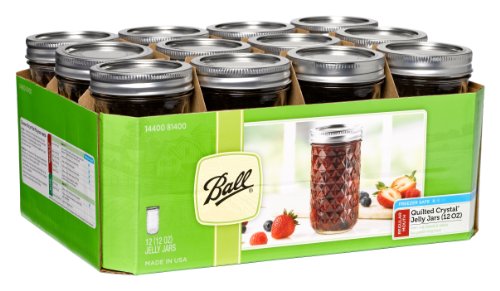 Ball 12-Ounce Quilted Crystal Jelly Jars with Lids and Bands, Set of 12