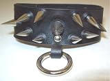 O Ring Black Leather Studded Wristband Goth Fetish