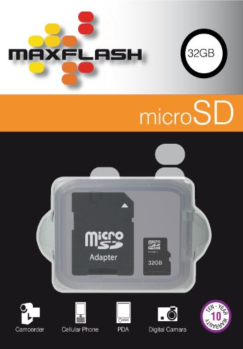 MaxFlash 32 GB Class 4 High Speed MicroSDHC Flash Memory Card - Retail Packaging w/ SD Adapter