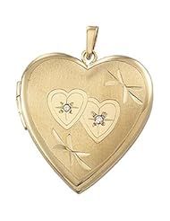 14K Yellow Gold Heart Shaped Locket With Diamond