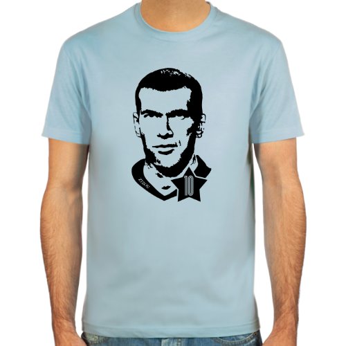 T-Shirt Zinedine Zidane ::: Farbauswahl: skyblue, sand, weiß oder deepred ::: Größen: S-XXL ::: Fußball-Kult