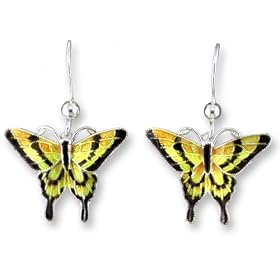 Amazon.com: Clearly Charming Yellow Tiger Swallowtail Butterfly Sterling Silver and Enamel Earrings by Zarah: Jewelry