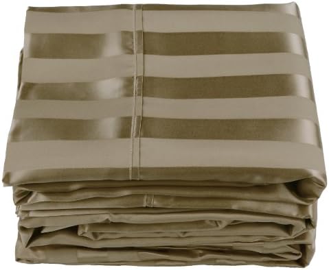 Silk Sheets in Silk Satin Stripes Sheet Set - Queen set - Taupe