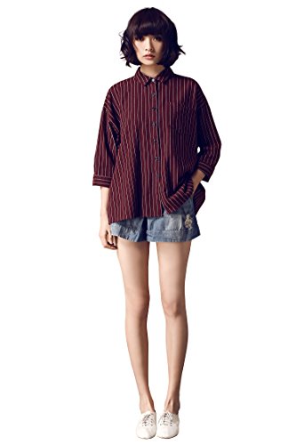 (オボンゾ)OVONZO レデイース コットン 襟付き シャツ ワンピース 半袖