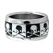 Inox Jewelry Black and White Skull 316L Stainless Steel Ring