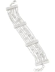 CZ by Kenneth Jay Lane "Trend Cubic Zirconia" Rhodium-Plated Bar Stations Bracelet