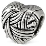 I Love Knitting Yarn Skein and Needles 925 Solid Sterling Silver Authentic Ohm Bead fits European Charm Bracelet