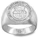 Missouri Tigers Solid Sterling Silver Seal Mens Ring Size 10