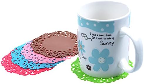 OPCC Pack of 5 (Assorted Color) Silicone Pot Holder /Trivet Mat /Coasters/cup/non-slip /Insulation Mat for Wine, Beer Drinks, Glass, Tea and Even More,1PCS Opcc Sticky Notes included