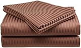 Divatex 400 Thread Count Woven Dobby Stripe Cotton Sateen Twin Sheet Set, C ....