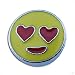 Slider Charms Dangle 8 mm yellow smile face with heart eyes, jewellery making kits