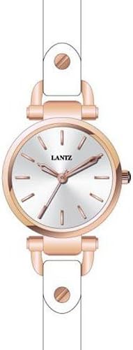 Lantz Round Face Alloy Band Color Water Resistant Watch - No. 1195 (Dial Silver, Band Color Cream)