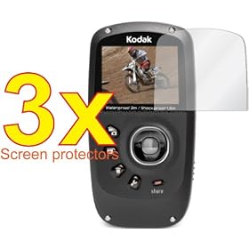 Click here to buy 3x Kodak Playsport ZX5 Video Camera Camcorder Premium Clear LCD Screen Protector Cover....