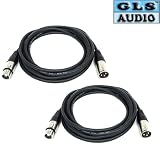 GLS Audio XLR Mic Patch Snake Cable Cord - 12ft Black - 2 Pack