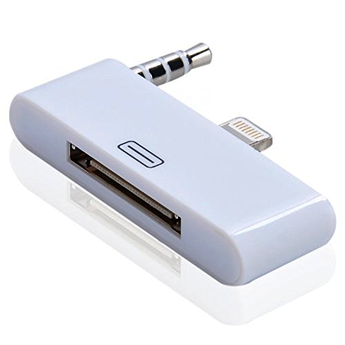 Threesix Electronics Iphone 6 30 Pin Female to 8 Pin Lightning Male Audio Supported Adapter Converter (White)