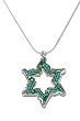 Star Necklace with turquoise Swarovski Crystals, Beads and Coils. Plated brass. By Adaya