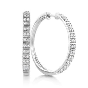 0.50 Carat tw Diamond Hoop Earrings in Sterling Silver