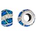 Sterling Silver Pandora Type Bead Barrel Pendant w/ Blue Lab Opal Inlay & CZ stones, 3/8" (9mm)
