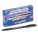 SANFORD INK COMPANY / Erasermate ballpoint pen, erasable, medium point, black ink / PAP39301 / Sold as 1 Dozen (12) / Mfr Part # 39301 \*/ Erasermate ballpoint pen, erasable, medium point, black ink
