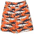 Boys Orange Sharks Printed Swim Trunks