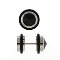 Stainless Steel Fake Plug with Black CZ - 16g Wire - 0g Fake Plug - Sold as a Pair
