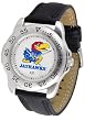 Kansas Jayhawks Suntime Mens Sports Watch w/ Leather Band - NCAA College Athletics
