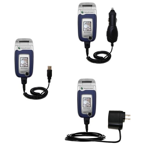 Deluxe Kit for the Sony Ericsson z520c includes a USB cable with Car and Wall Charger - Gomadic Brand w/ TipExchange Technology