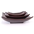 Handmade Decorative Mango Wood Three Tray / Platter Set With Unique Concave Shape