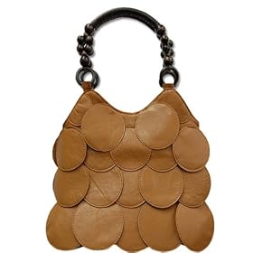 Designer Style Camel Light Brown Circle Overlay Handbag Bag Purse
