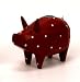 Country Pig Candle Holder - Red with White Polka Dots