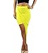 SUNNOW Drape Up Stretchy Asymmetrical High Low Short Mini Bodycon Pencil Skirt